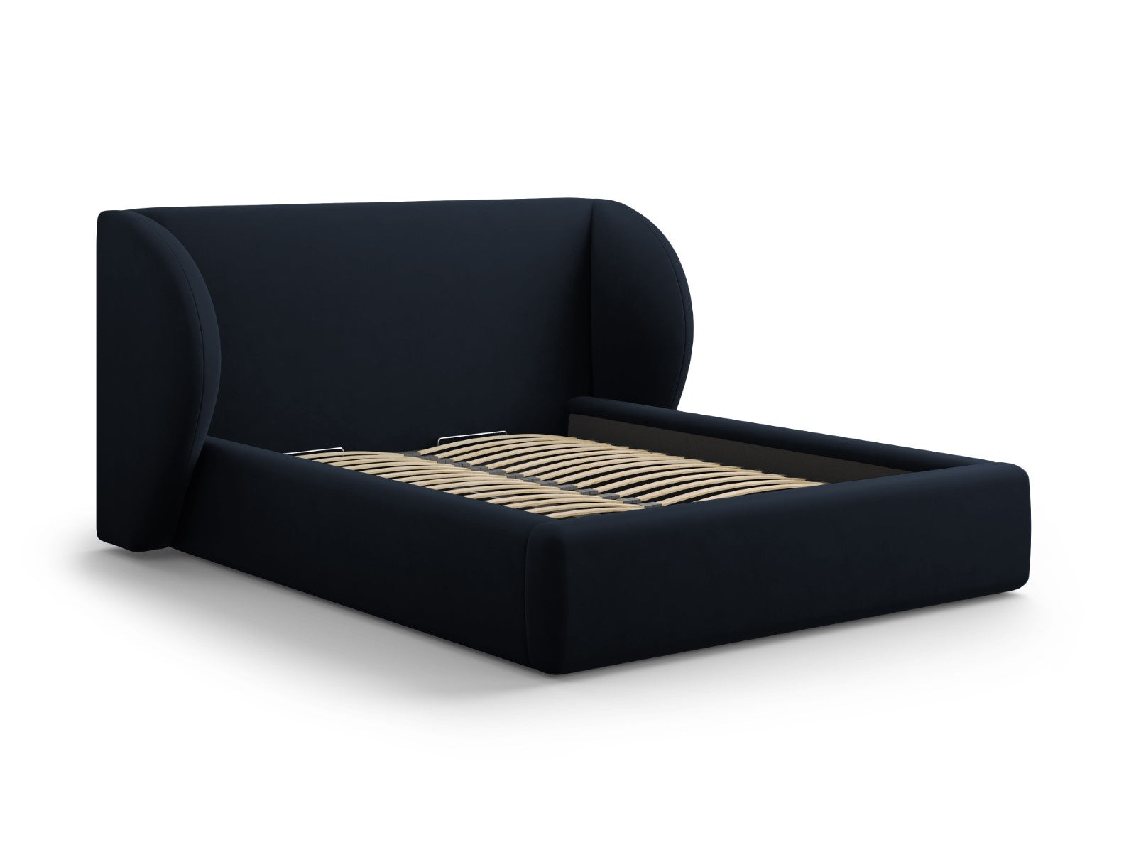 Micadoni Opbergbed met hoofdeinde Miley 160x200cm, flueel, donkerblauw