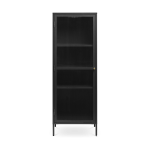 Olivine Katja Smalle Metalen Vitrinekast met Ribglas – B 58 cm – Zwart Olivine Katja Smalle Metalen Vitrinekast met Ribglas – B 58 cm – Zwart
