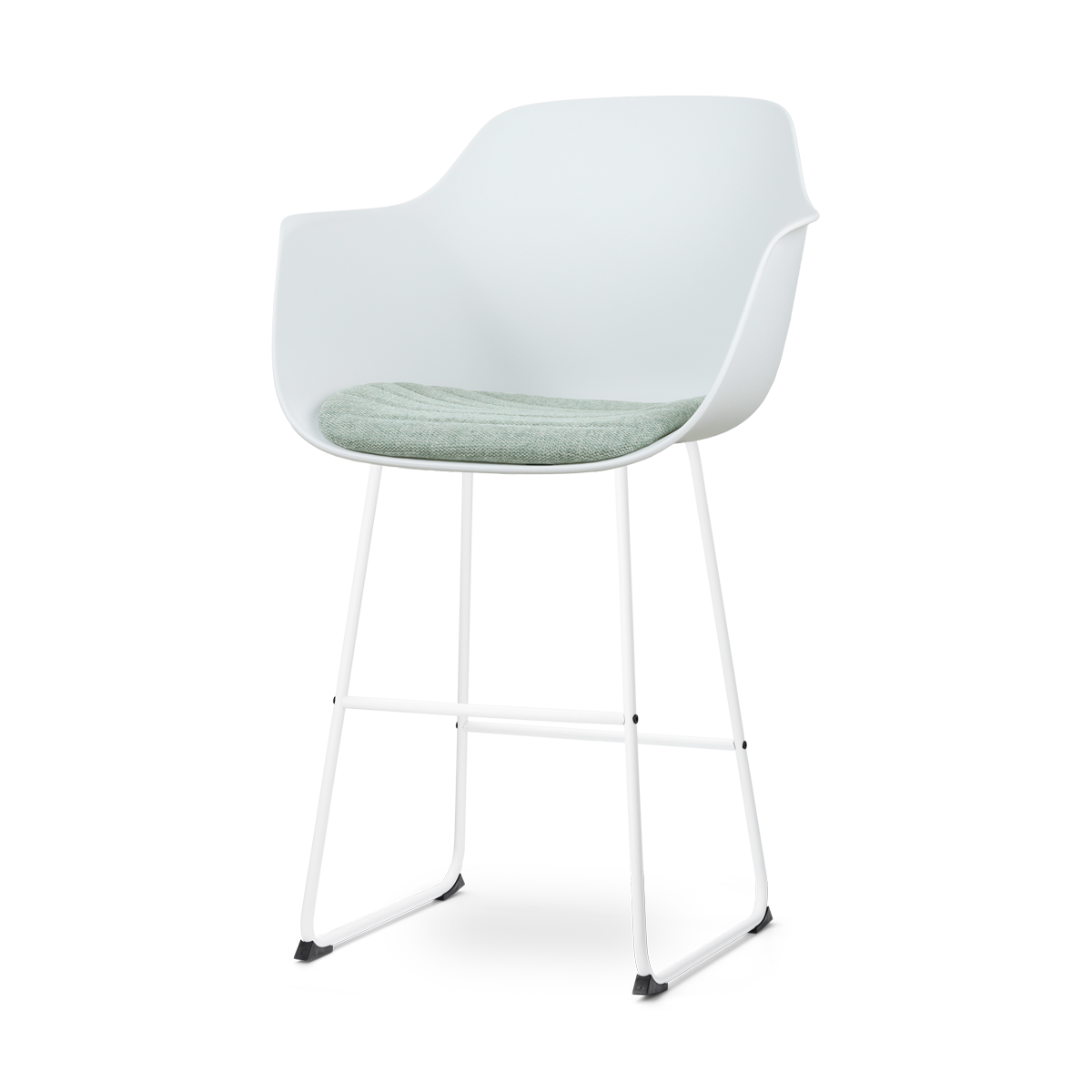 Nolon Nino-Liz Barkruk Wit - Zacht Groen Kussen - Wit Frame - 75 cm