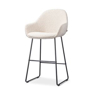 Nolon Nino-Mae Barkruk Bouclé Beige – met Armleuning – Zwart – 65 cm