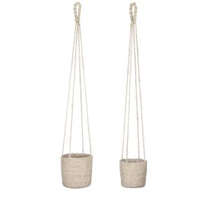 Mica Decorations Atlantic Plantenmand – Set van 2 – H16 x Ø16 cm – Crè Mica Decorations Atlantic Plantenmand – Set van 2 – H16 x Ø16 cm – Crè