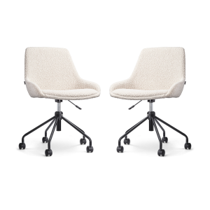 Nolon Nout-Isa Bureaustoelen Set van 2 – Bouclé Beige – Zwart Nolon Nout-Isa Bureaustoelen Set van 2 – Bouclé Beige – Zwart