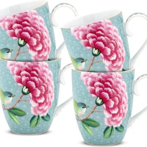 Pip Studio Blushing Birds Mokken – Servies – Set van 4 Kopjes – Blauw Pip Studio Blushing Birds Mokken – Servies – Set van 4 Kopjes – Blauw
