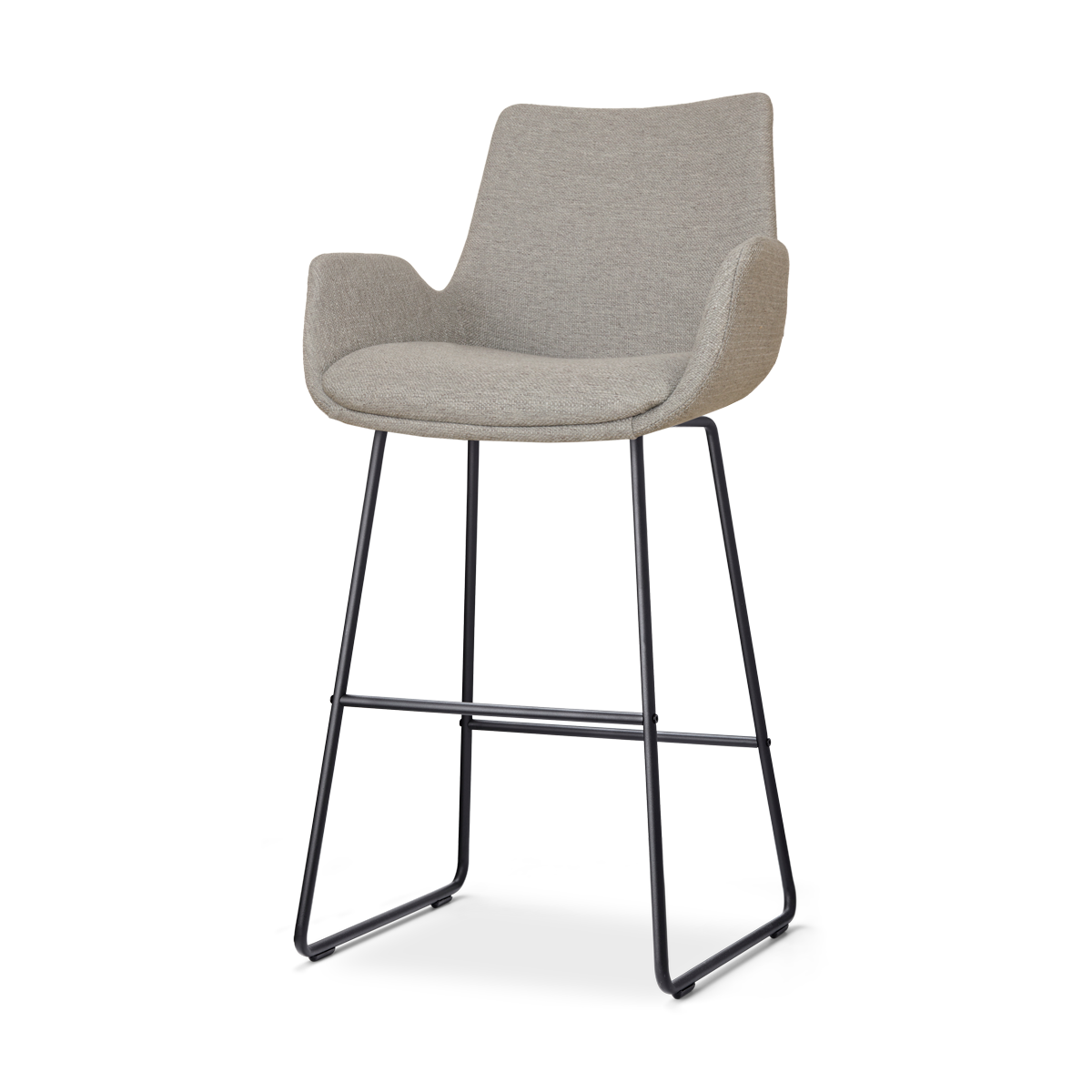 Nolon Nino-Eef Barkruk Warm Grijs - met Armleuning - Zwart - 65 cm