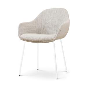 Nolon Nora-Mae Eetkamerstoel Beige Gemêleerd – Armleuning – Witte Pote