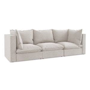 LaMiaSofa 3-zits bank Ravenna – velours – lichtbeige – 255x90x77