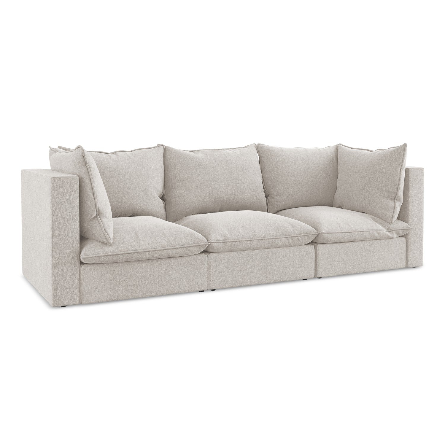 LaMiaSofa 3-zits bank Ravenna - velours - lichtbeige - 255x90x77
