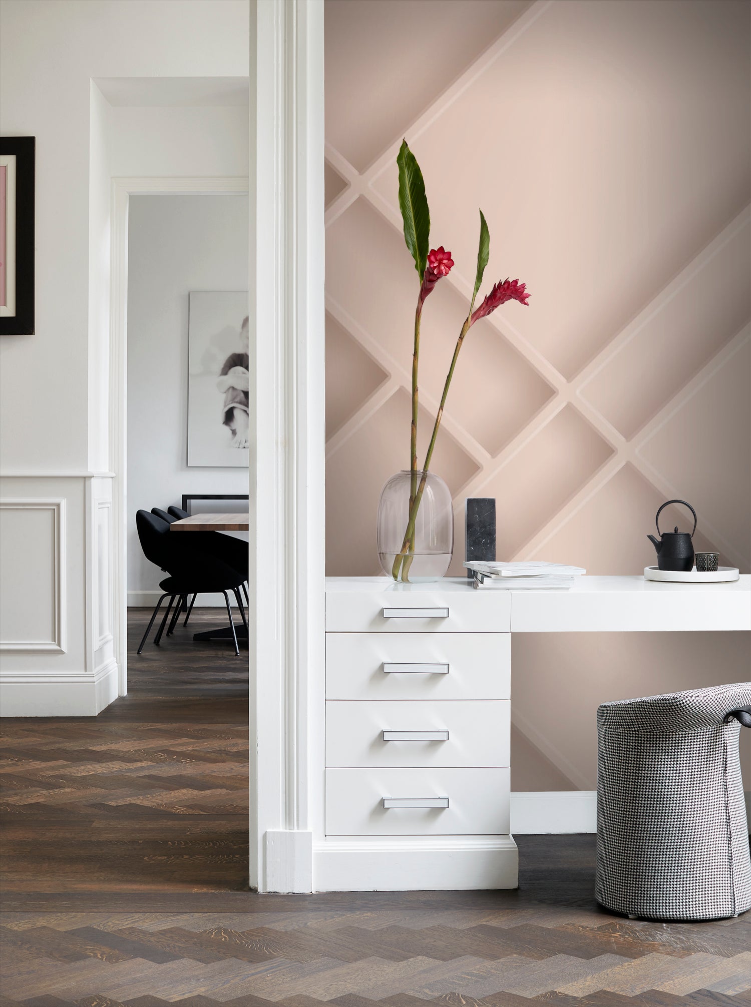 Origin Wallcoverings fotobehang wandpanelen diagonaal oudroze - 200 x