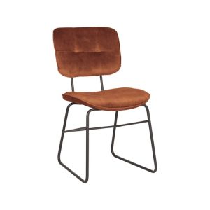 LABEL51 Eetkamerstoel Dez – Oranje Velvet – Set van 2