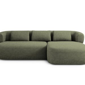 Micadoni rechter hoekbank Jenny 5-zits, chenille groente – 145x225x73c Micadoni rechter hoekbank Jenny 5-zits, chenille groente – 145x225x73c