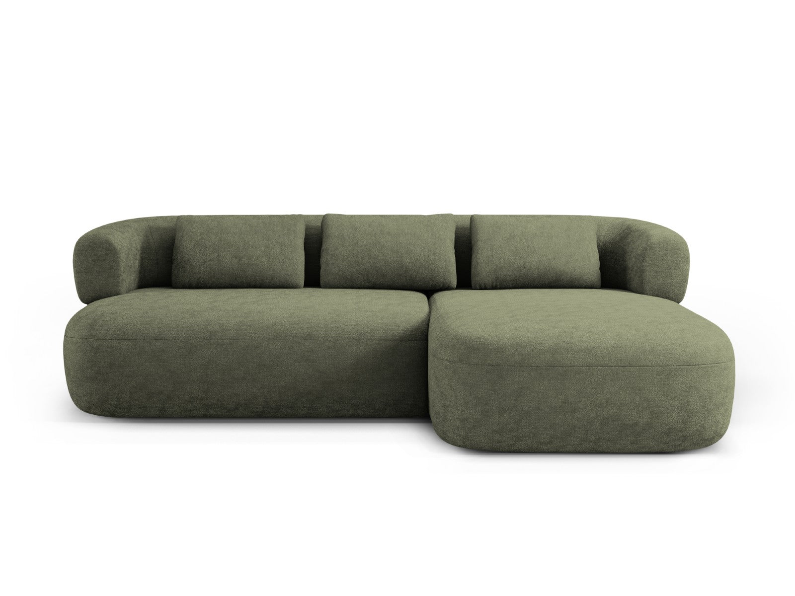 Micadoni rechter hoekbank Jenny 5-zits, chenille groente - 145x225x73c