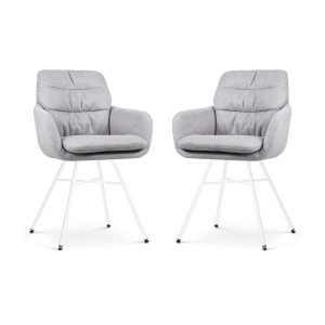 Nolon Noa-Mia Eetkamerstoelen Set van 2 – Grijs – Witte Poten Nolon Noa-Mia Eetkamerstoelen Set van 2 – Grijs – Witte Poten