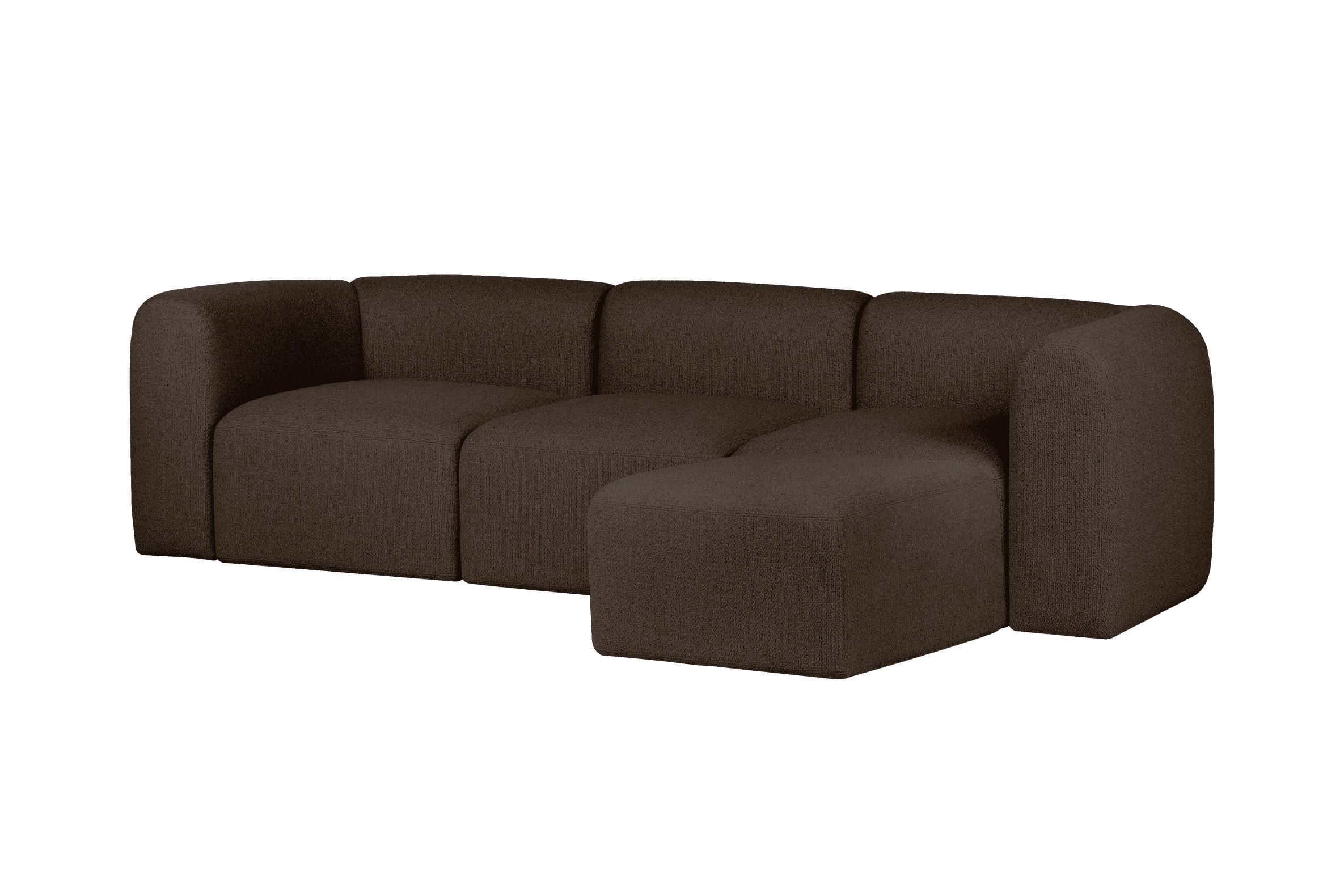 noo.ma Flom hoekbank 3-zits, Chocolate Brown Bouclé - zacht zitcomfort