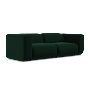 LaMiaSofa 3-zits bank Bari – velours – flessengroen – 228x89x70