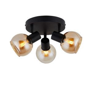 Lighto |Plafondspot zwart met goud glas | 3-lichts | Juna Lighto |Plafondspot zwart met goud glas | 3-lichts | Juna