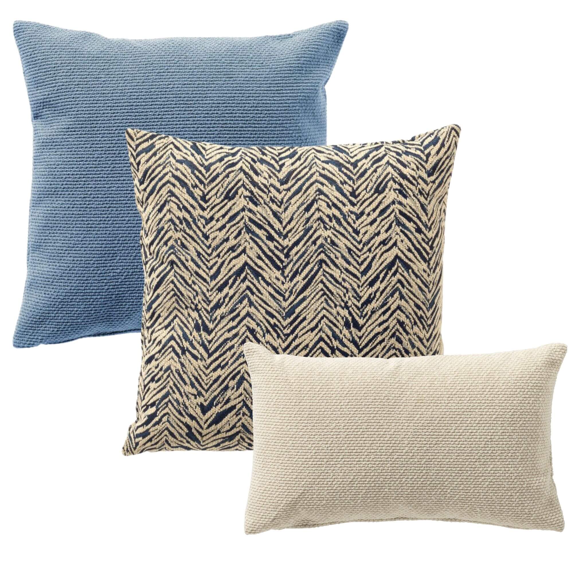 KUSSENSET - 3-delig - Lake Breeze - 45x45 cm, 30x50 cm - inclusief bin
