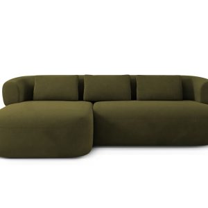 Micadoni linker hoekbank Jenny 5-zits, flueel groente – 145x225x73cm Micadoni linker hoekbank Jenny 5-zits, flueel groente – 145x225x73cm