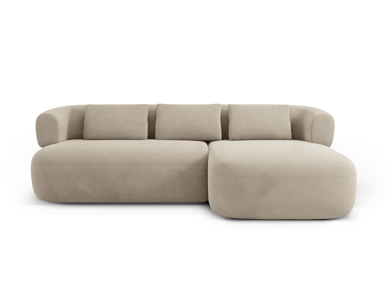 Micadoni rechter hoekbank Jenny 5-zits, flueel beige - 145x225x73cm