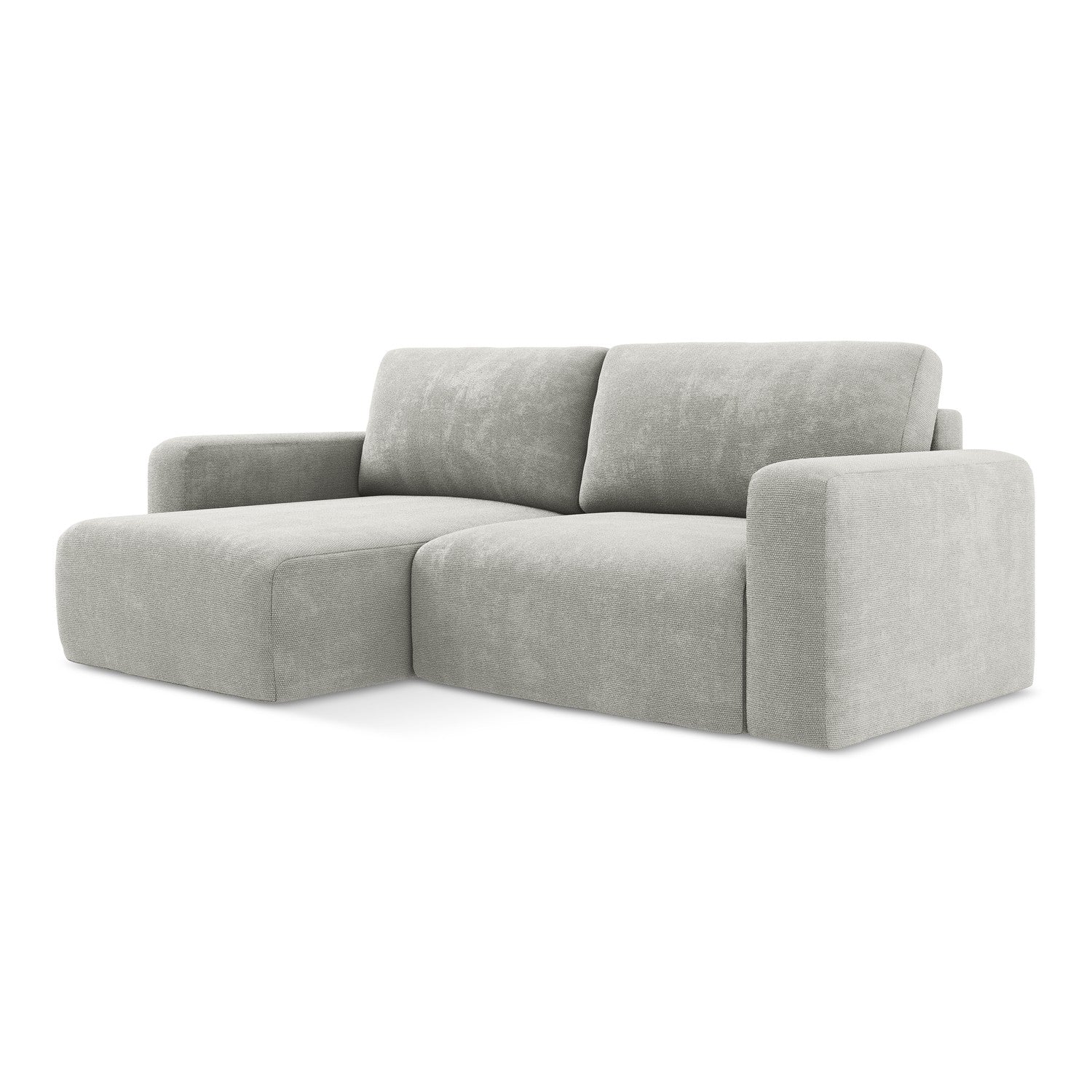 LaMiaSofa hoekbank links Ostia - chenille stof - lichtgrijs - 244x149x