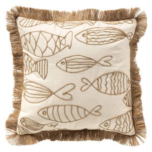 NEMO – kussenhoes 45×45 cm – gerecycled – jute franjes – Snow White – NEMO – kussenhoes 45×45 cm – gerecycled – jute franjes – Snow White –