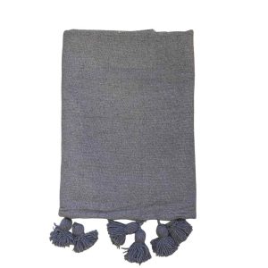 NOA MAY Plaid Pom Pom – grijs – 95 x 175 cm NOA MAY Plaid Pom Pom – grijs – 95 x 175 cm
