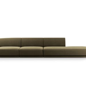 Micadoni Rechte bank Miley 4-zits, flueel, groente – 90x323x70cm Micadoni Rechte bank Miley 4-zits, flueel, groente – 90x323x70cm