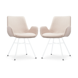 Nolon Noa-Eef Eetkamerstoelen Set van 2 – Beige – Witte Poten Nolon Noa-Eef Eetkamerstoelen Set van 2 – Beige – Witte Poten