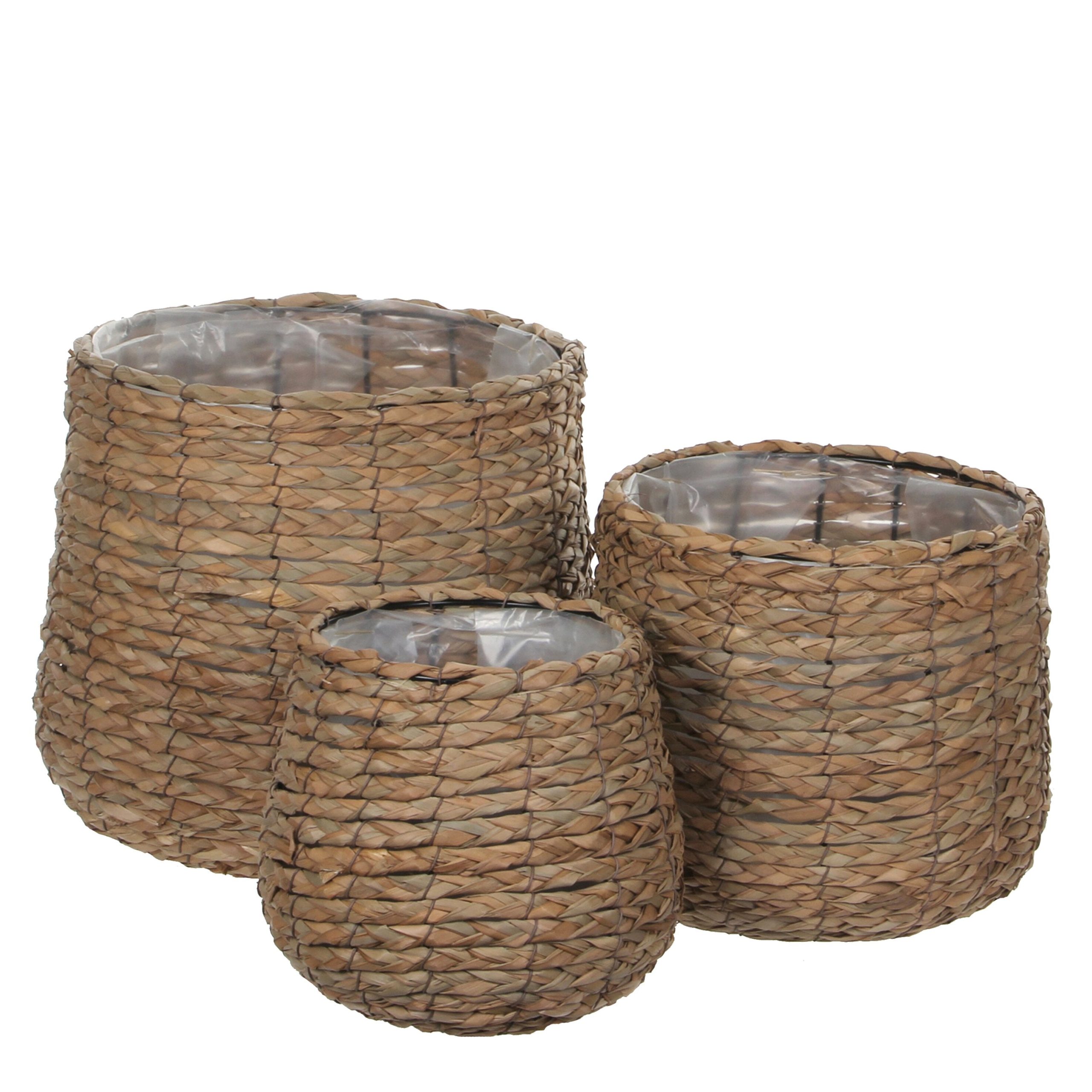 Mica Decorations Avalon Plantenmand - Set van 3 - H31 x Ø30 cm - Zeegr