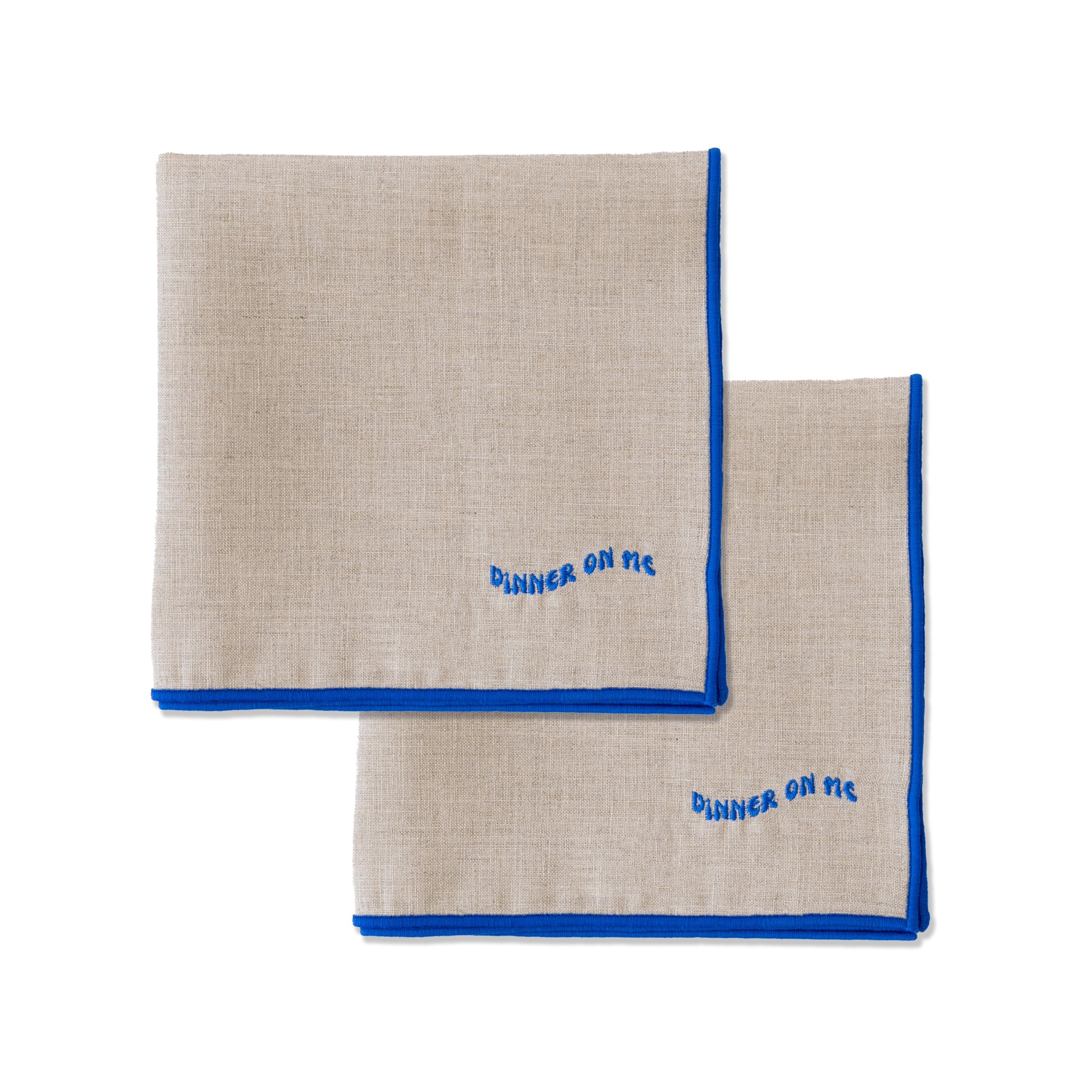 Kulu Club servetten "dinner on me" - 100% linnen - beige - set van 2