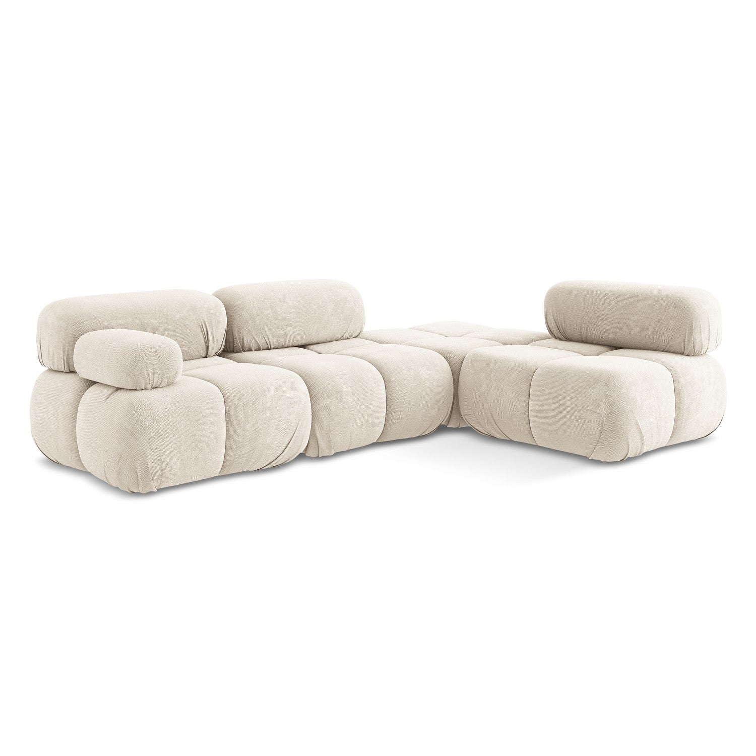 LaMiaSofa hoekbank rechts Sanremo - chenille stof - lichtbeige - 285x1