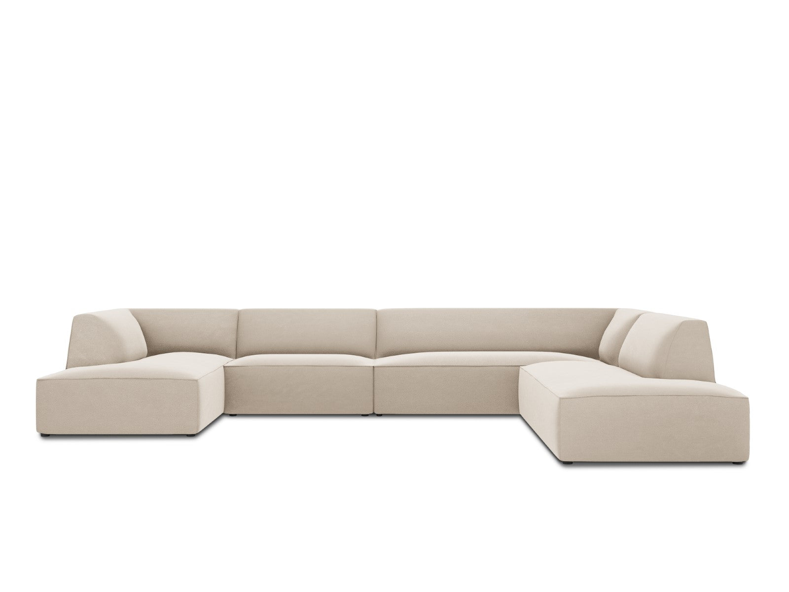Micadoni Panoramische hoekbank rechts Ruby 7-zits, flueel, beige - 273