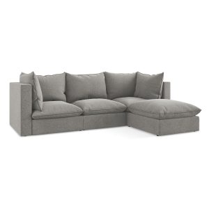 LaMiaSofa hoekbank rechts Ravenna – velours – grijs – 255x165x77 LaMiaSofa hoekbank rechts Ravenna – velours – grijs – 255x165x77