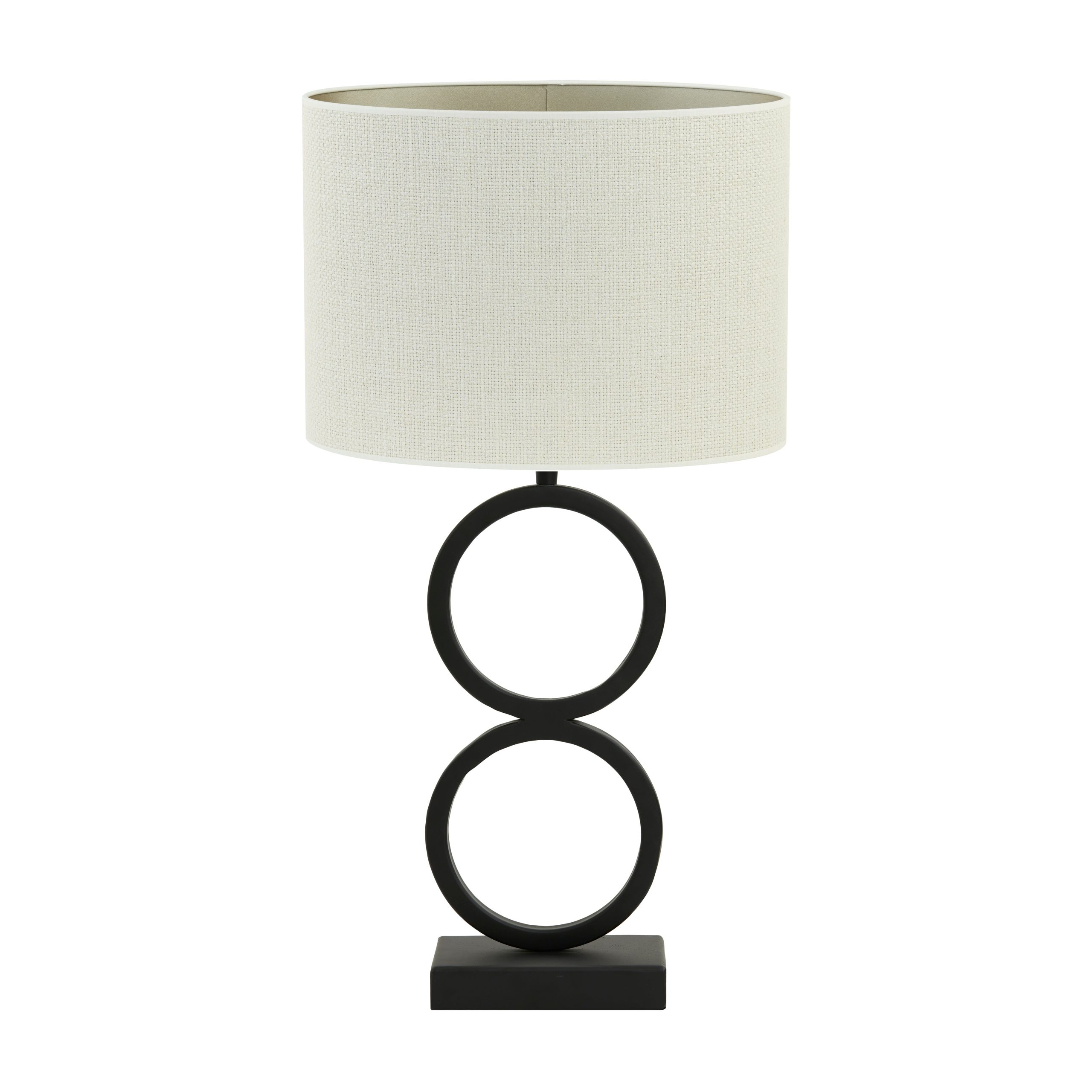 Light & Living tafellamp Stelios/Saverna ovaal - zwart, eiwit - 15x30x