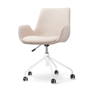 Nolon Nout-Eef Bureaustoel Beige – Armleuning – Wit Onderstel