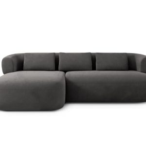 Micadoni linker hoekbank Jenny 5-zits, flueel donkergrijs – 145x225x73 Micadoni linker hoekbank Jenny 5-zits, flueel donkergrijs – 145x225x73