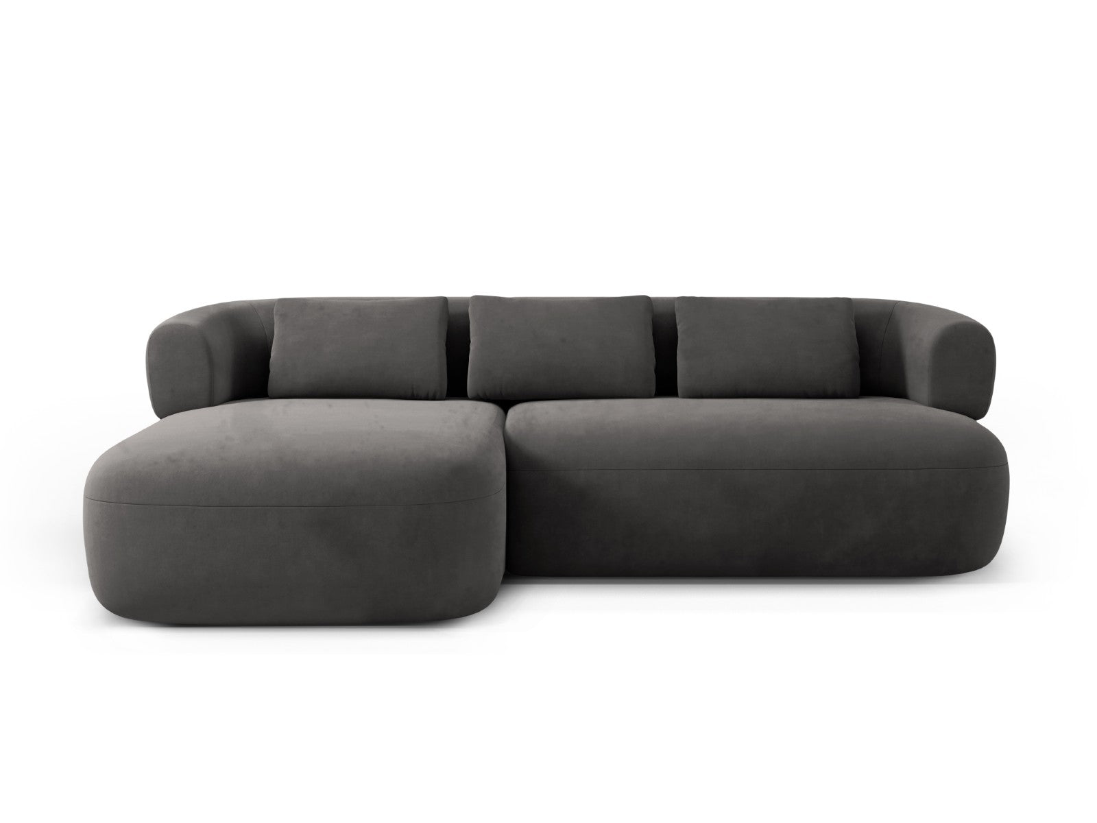 Micadoni linker hoekbank Jenny 5-zits, flueel donkergrijs - 145x225x73