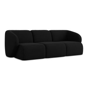 LaMiaSofa 3-zits bank Cervo – bouclé – zwart – 244x94x75