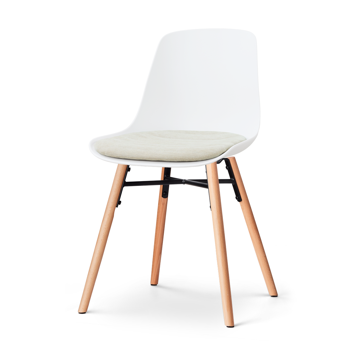 Nolon Nena-Liv Eetkamerstoel Wit met Naturelbeige Zitkussen Houten Ond