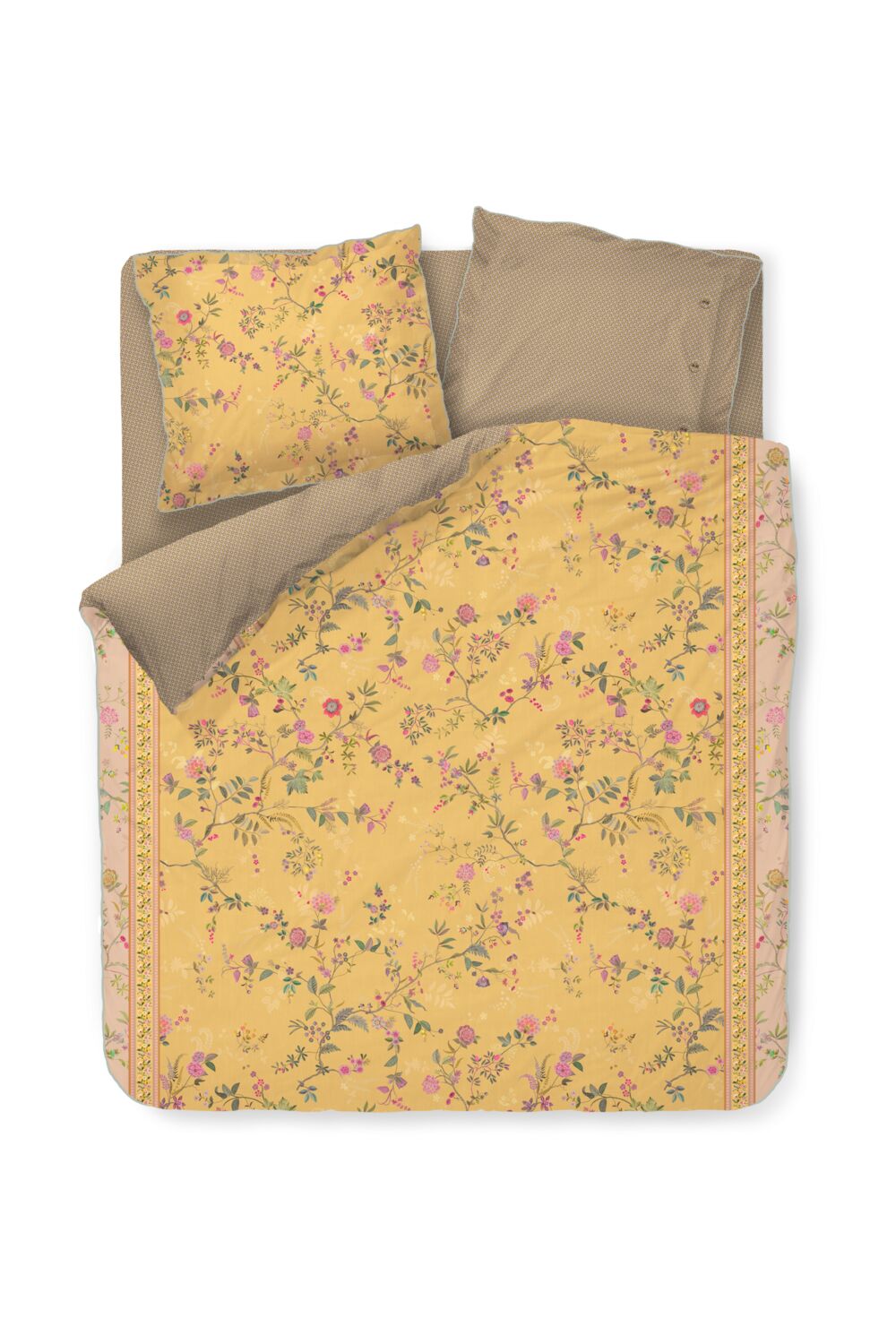 Pip Studio Dekbedovertrek Bodhi Flower - 200 x 200/220 cm - Geel