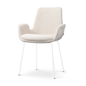 Nolon Nora-Eef Eetkamerstoel Bouclé Beige – met Armleuning – Wit Nolon Nora-Eef Eetkamerstoel Bouclé Beige – met Armleuning – Wit
