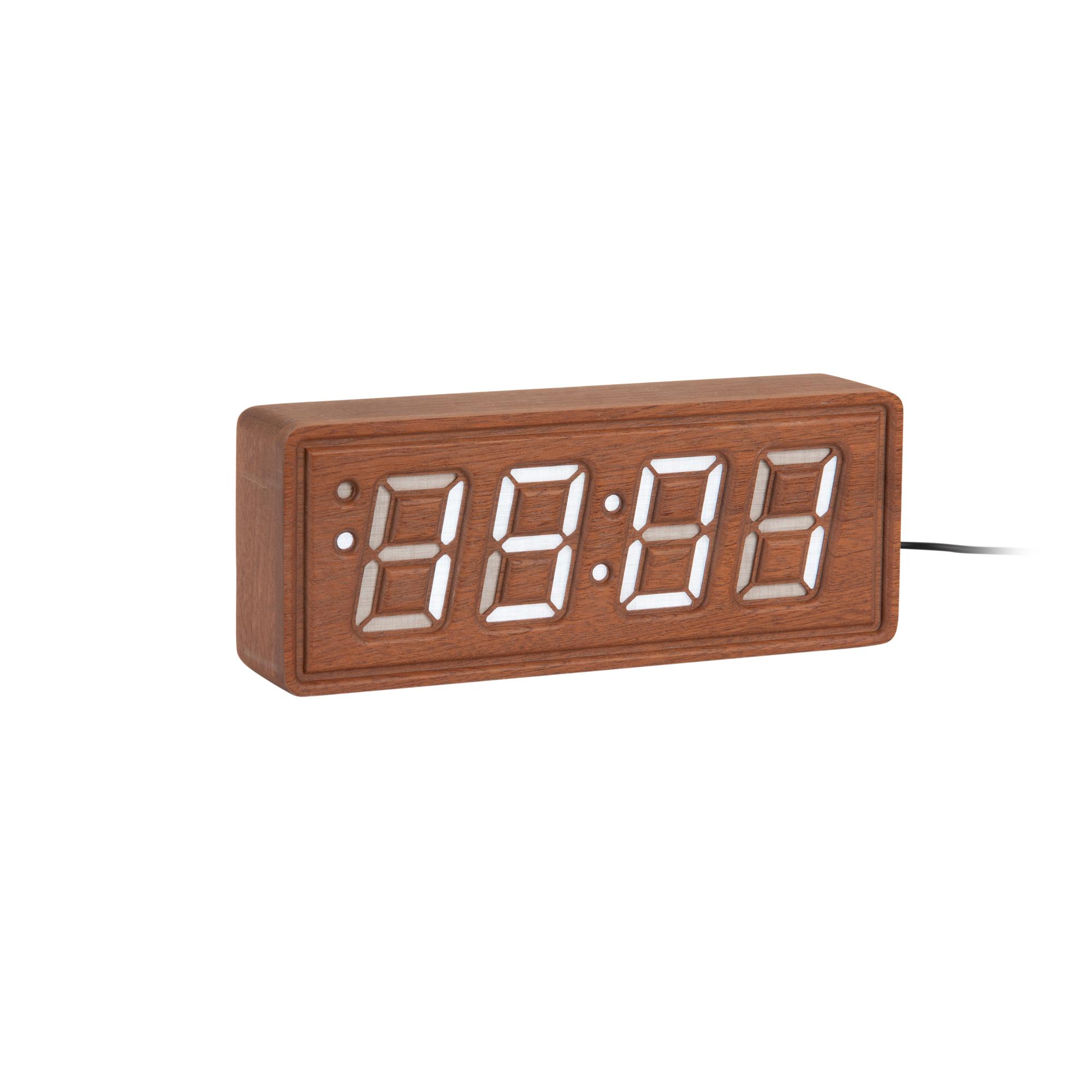 Karlsson wekker Solid Wood Engraved - bruin - 20x4.5x8cm - Vaderdag -