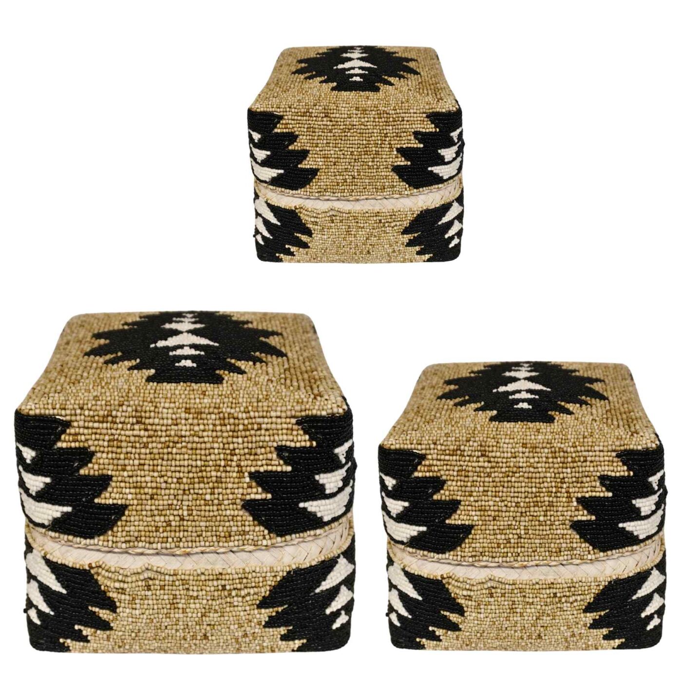 NOA MAY Offermand Loua - naturel/zwart - bamboe - 12 x 12 x 12 cm