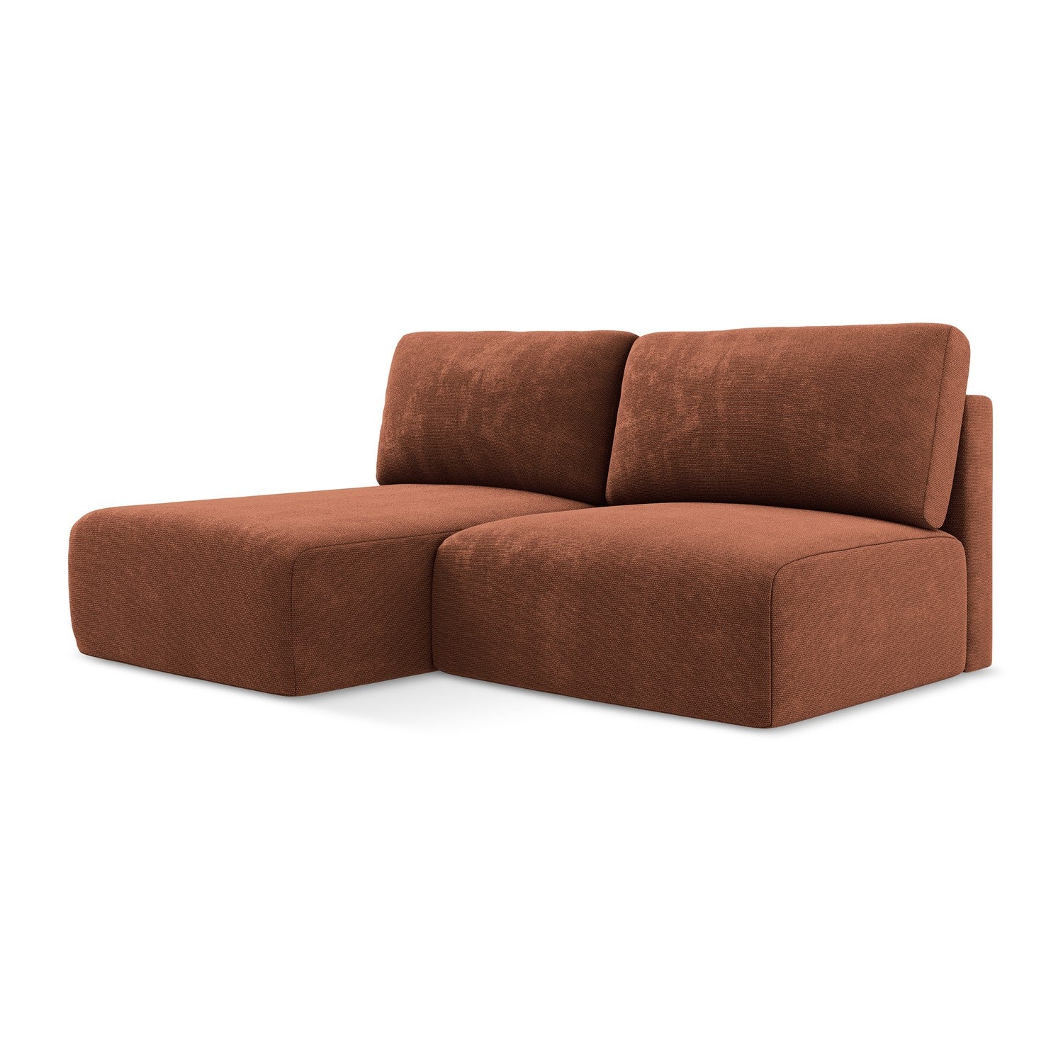 LaMiaSofa hoekbank links Ostia - chenille stof - terracotta - 210x149x