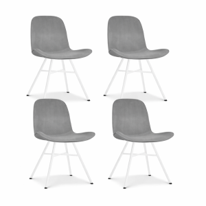 Nolon Noa-Fé Eetkamerstoelen Set van 4 – Velvet Grijs – Witte Poten Nolon Noa-Fé Eetkamerstoelen Set van 4 – Velvet Grijs – Witte Poten