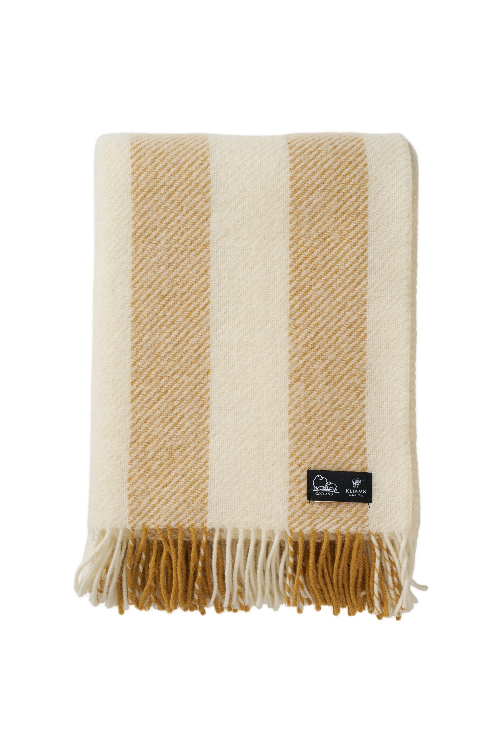 Klippan 100% wollen deken - Gotland - vertical stripe - geel- boter ge