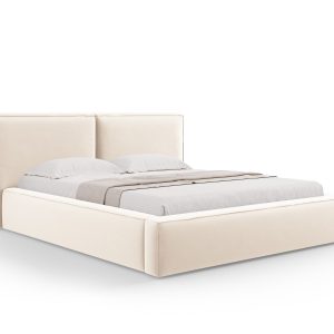 Micadoni Opbergbed met hoofdeinde Jodie 160x200cm, flueel, lichtbeige Micadoni Opbergbed met hoofdeinde Jodie 160x200cm, flueel, lichtbeige