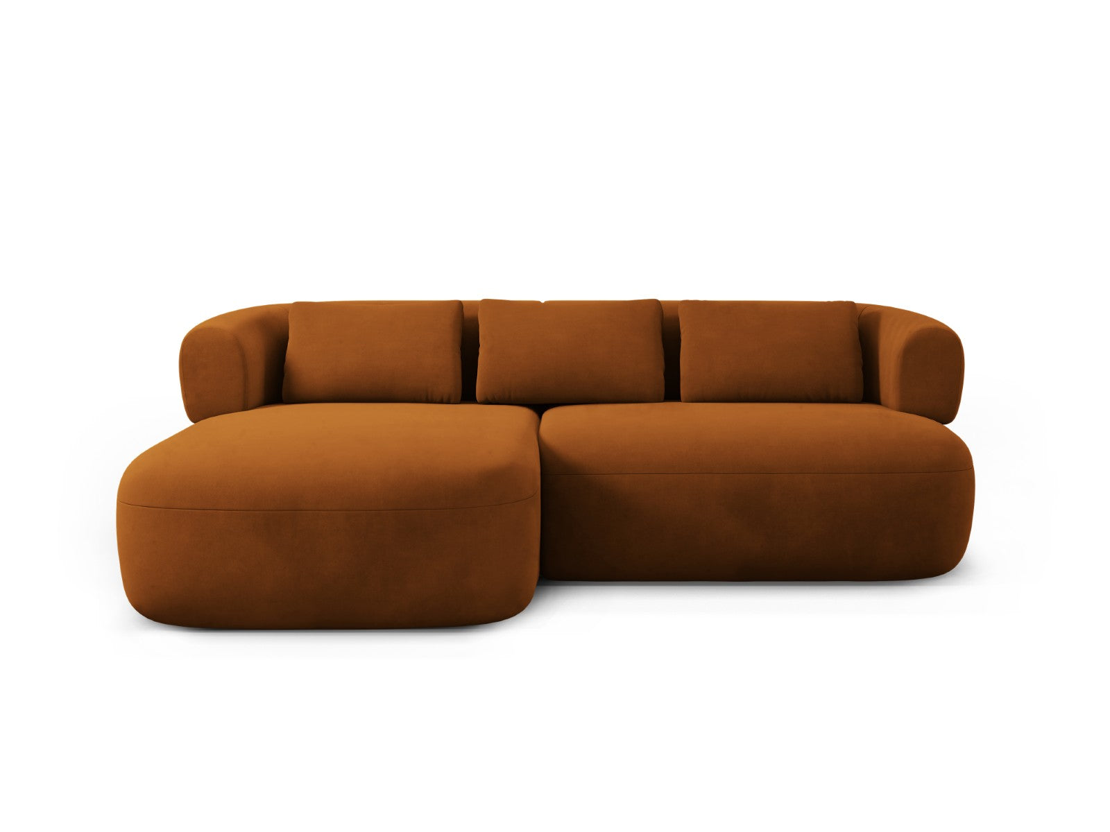 Micadoni linker hoekbank Jenny 5-zits, flueel roze - 145x200x73cm
