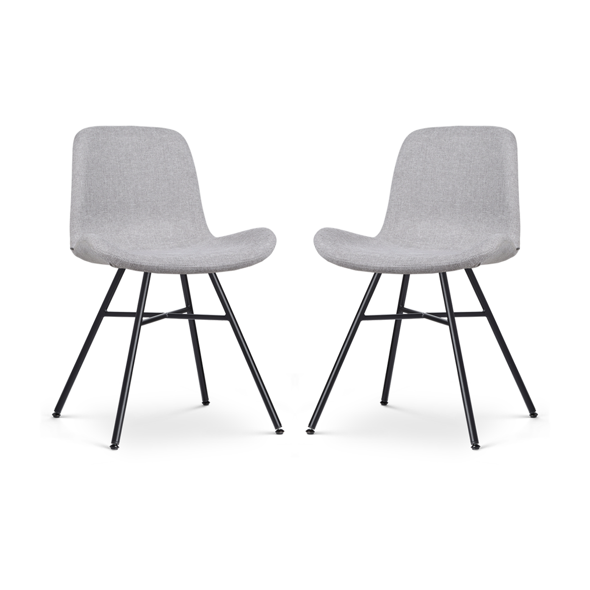 Nolon Noa-Fé Eetkamerstoelen Set van 2 - Lichtgrijs - Zwarte Poten