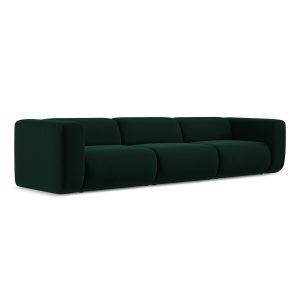 LaMiaSofa 4-zits bank Bari – velours – flessengroen – 319x89x70