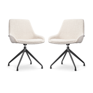 Nolon Nola-Isa Draaiabre Eetkamerstoelen Bouclé Beige – Zwart – 2x Nolon Nola-Isa Draaiabre Eetkamerstoelen Bouclé Beige – Zwart – 2x